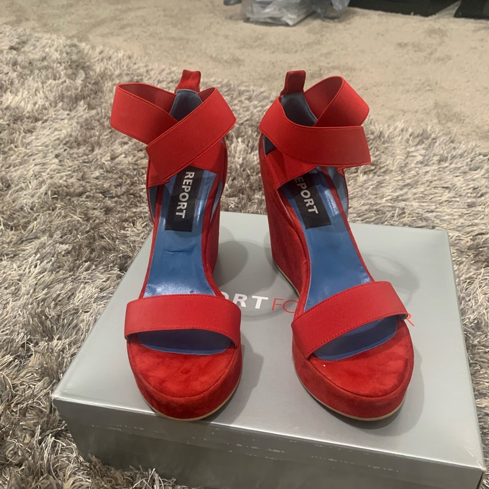 Red Suede Wedges - Picture 2 of 3